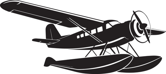 Vintage seaplane with pontoons flying © Soriyea