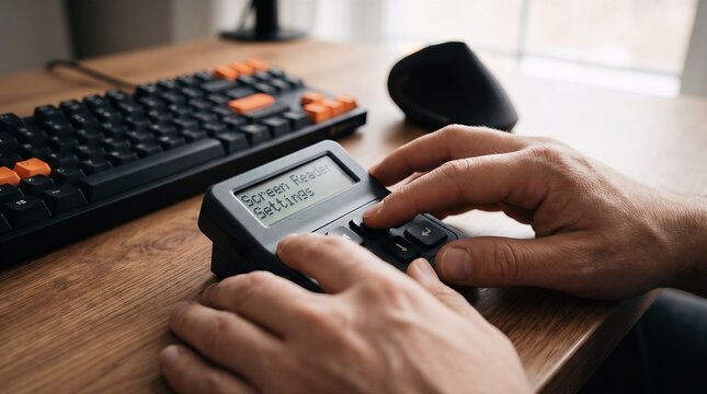 Person adjusting settings on programmable macro keypad for enhanced digital workflow efficiency at desk with workflow shortcut keyboard efficiency productivity