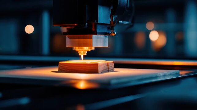 High tech additive manufacturing in process, a powerful laser beam precisely building up new layers