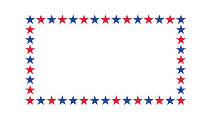 Obraz premium Rectangular border frame featuring alternating red and blue stars arranged in a clean repeating pattern
