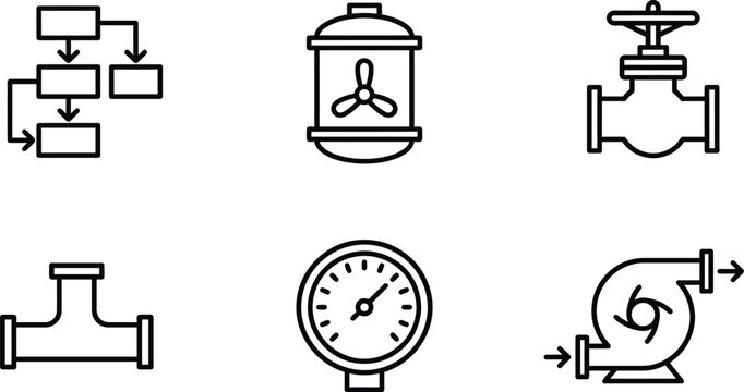 Process engineering icon set with reactor and control valve symbols