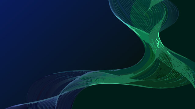 Flowing wireframe wave a teal and dark blue vector illustration with a dynamic curved form graphic curve