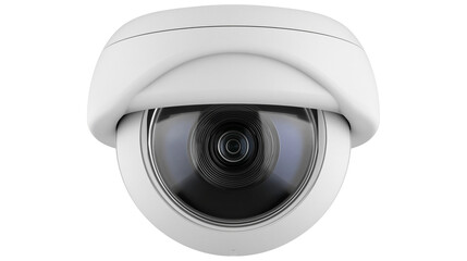 White dome security camera with dark lens, isolated on transparent background © Nina