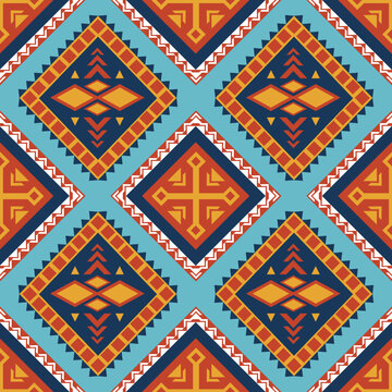 Southwestern Aztec diamond pattern with checkered border and cross