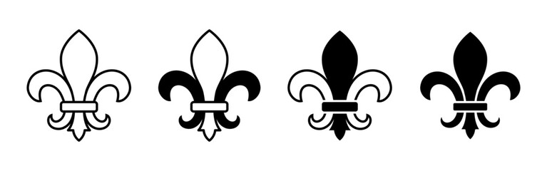 Fleur-de-lis Symbols Representing French Heritage and Culture. © drawnbybert