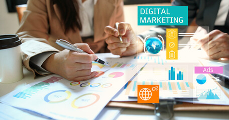 Digital Marketing strategy of commerce online sale. Promotion of products or services through digital channels © fgnopporn