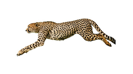 Spotted cheetah running at full speed, isolated on transparent background © Emilia