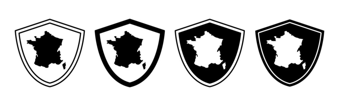 Various Designs of France Shield Emblems for Bastille Day.