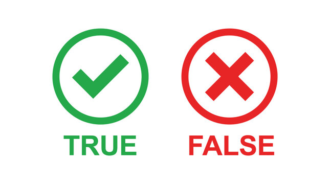 Green check mark and red cross icon illustrating the concepts of true and false choice