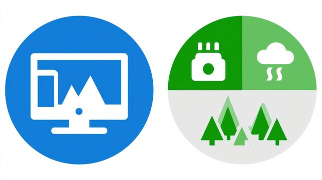 Two bold circle charts show time spent on screens compared to time spent outdoors in nature on a white background with green and blue colors.