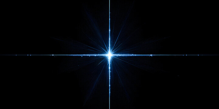 Close-up of a coordinate axis shaped by blue shimmering particles