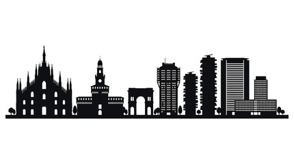 Obraz premium Milan Skyline Silhouette: Iconic Landmarks and Modern Architecture