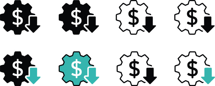Maintenance cost icon representing reduced expenses, repair savings, operational efficiency, budget optimization, and equipment management, vector.