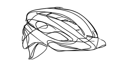 Fototapeta premium Bicycle helmet line art on white background.