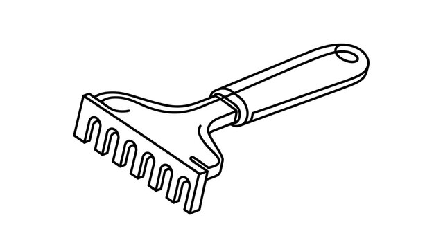 Black and white line art of a grater on white background.