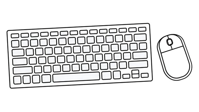 Computer keyboard and mouse on white background.