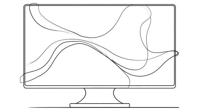 Computer monitor line art on white background.