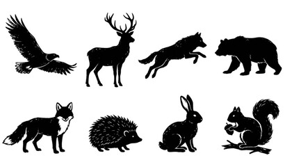 Obraz premium Forest Animal Silhouette Set