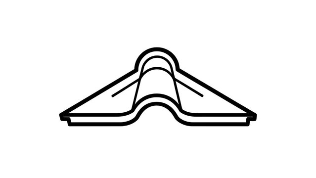 Black wavy roof tile icon on white background.