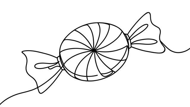 Classic Wrapped Candy Illustration in Black and White.