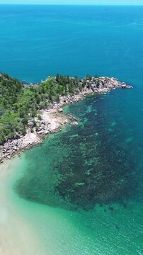 Vertical Aerial 4K Drone Footage Magnetic Island Queensland Australia Tropical Beach