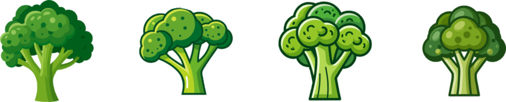A vibrant flat vector icon of a head of green broccoli stands out with its bright colors and modern UI style against a clean white background