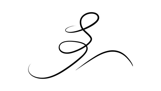 Elegant calligraphy letter S on white background.