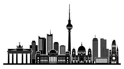 Berlin Skyline Silhouette - Famous Landmarks © Hilda