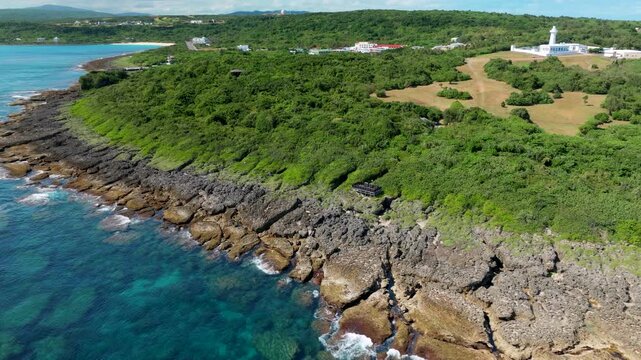 Aerial view of kenting national park and beautiful coastline , Taiwan