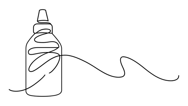 Glue bottle with string on white background.