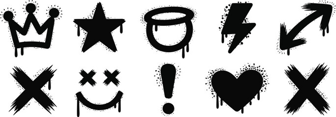 Graffiti spray paint icon featuring grunge splatter, street art, dirty texture, urban decoration, and creative design elements, vector illustration. © Ali Vector