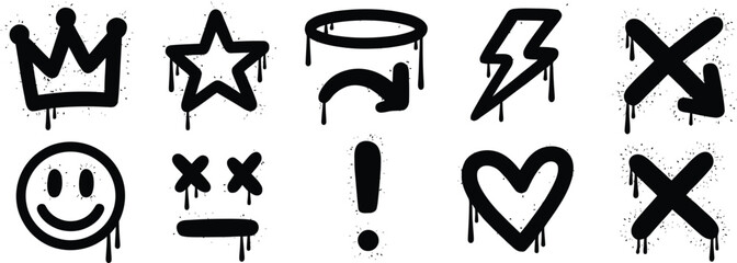 Graffiti spray paint icon featuring grunge splatter, street art, dirty texture, urban decoration, and creative design elements, vector illustration. © Ali Vector