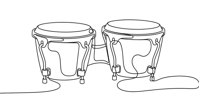 Hand drawn bongo drums on white background.