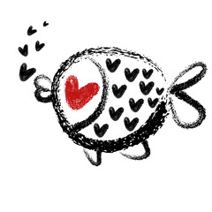 Cute Tropical Reef Love Heart Puffer Fish Doodle Clip Art Illustration © Ake Thanantreesak