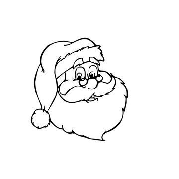 Santa claus head line art drawing