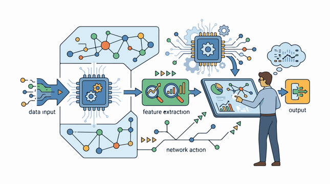 Illustration of data processing flow from input to output