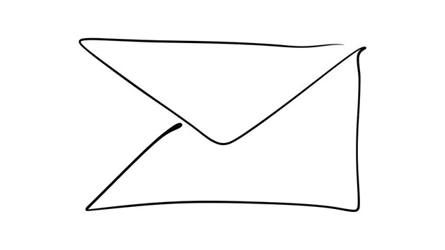 Hand drawn envelope icon on white background.