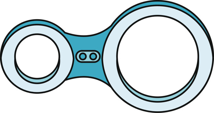 Figure eight belay device used in rock climbing and rappelling for rope control