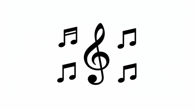Musical notes and treble clef in black on white background suitable for music themes