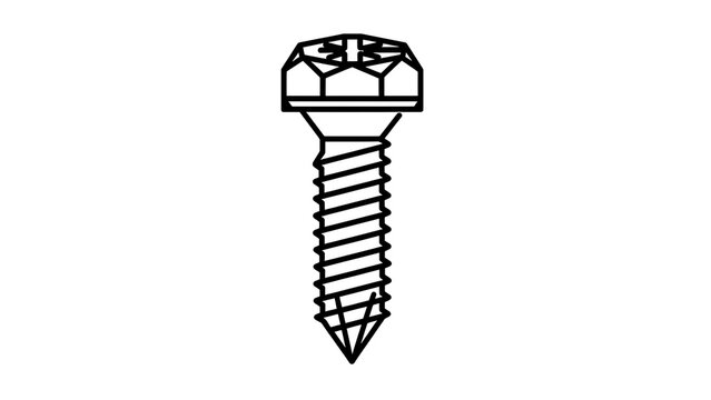 Hex head screw on white background.