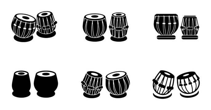 Tabla Drums Set, Indian Percussion Instruments, Musical Duo Icons