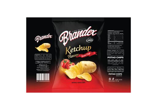 Potato Chips Ketchup Black
