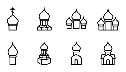 Orthodox Church Domes, Russian Architecture Icons, Religious Building Silhouettes © MdNurul