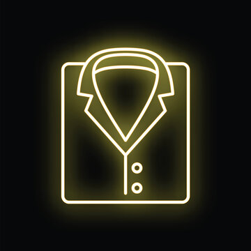 Yellow outline of a formal suit jacket on black background