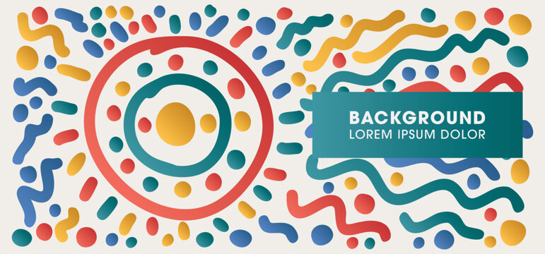 Abstract Vector Gradient Banner with Random Lines, Energetic Doodle Art Banner. 