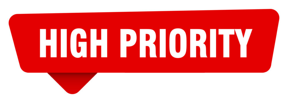 high priority red sticker isolated on transpatent background. high priority sign