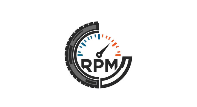 RPM logo with speedometer design.