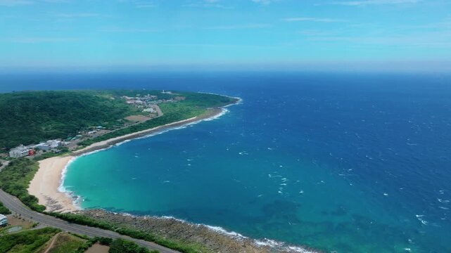 Aerial view of kenting national park and beautiful coastline , Taiwan