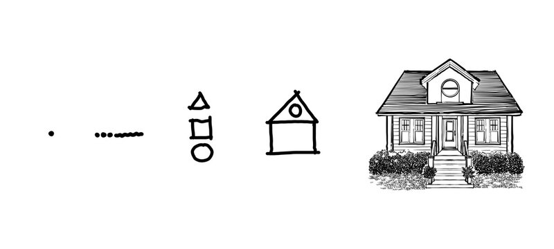 Hand drawn architecture sketch step by step 