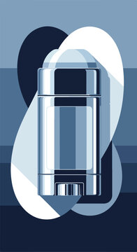 Deodorant stick graphic illustration with blue abstract background